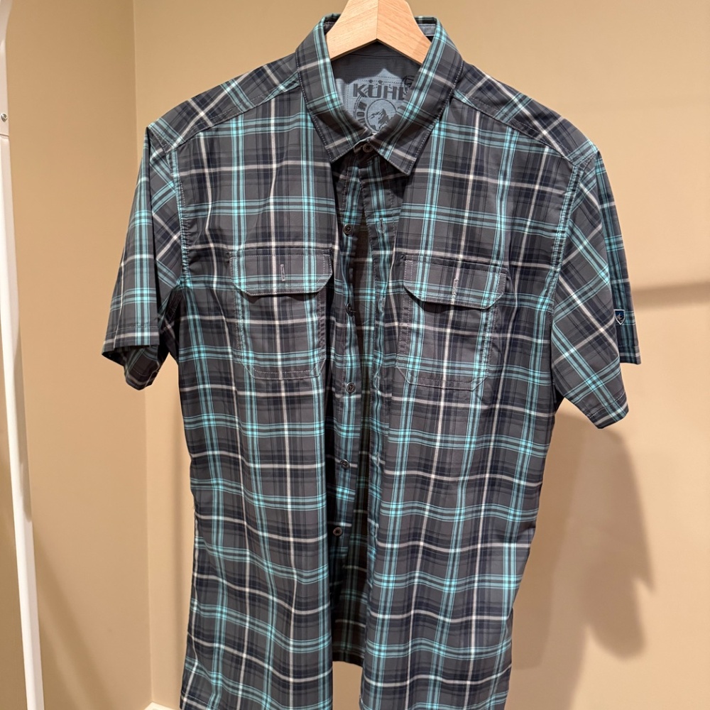 Men's KUHL Elixir Plaid Short Sleeve Shirt, Size M